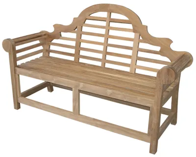A wooden garden bench shown from a three-quarter angle against a white background.