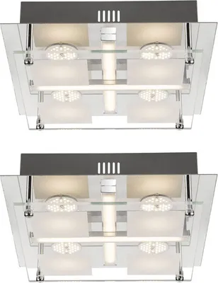Produktbild von 2er Set LED Deckenlampe, Chrom, Glas, L 24 cm