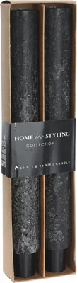 Image de Bougies de table Nero 3x25 cm- noir, 2 pcs, brûle 20 h