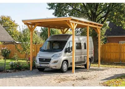 Produktbild von Carport für Wohnmobil, Einzelcarport SKAN HOLZ Emsland inkl. Pfostenanker 402 x 604 cm eiche hell