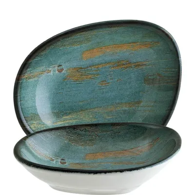 Produktbild von 6x Bonna Madera Mint Vago Schälchen oval 10cm 3cm tief Türkis Blau Grün Porzellan MDRMTVAO10KS Dipschalen Snackschalen Geschirr