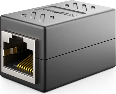 Produktbild von deleyCON 1 Stück RJ45 Kupplung (1000 Mbit) Gigabit LAN Kabel Verlängerung Netzwerkkabel Ethernet Adapter Verbinder Kompatibel zu Cat8, Cat7, Cat6, Cat5 Patchkabel DSL POE 2X RJ45 Buchse - Schwarz