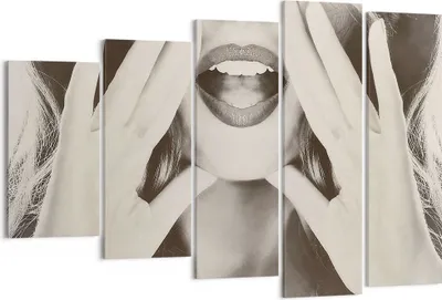 Produktbild von Bild auf Leinwand - Leinwandbild - 5 Teile - Frau Mund Geheimnis - 150x100cm - Wand Bild - Wanddeko - Wandbilder - Leinwanddruck - Bilder - Wanddekoration - Leinwand bilder - Wandbild - EG150x100-4920
