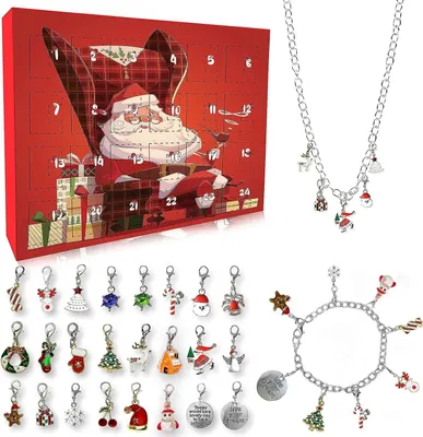 Produktbild von Adventskalender für Mädchen Teenager Kinder Armband mit Halskette Schmuck Weihnachtskalender Kreativer Schmuck-Adventskalender für Mädchen