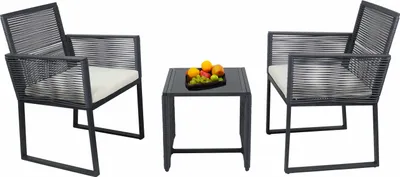 Zdjęcie produktu dla 3 szt. zestaw mebli ogrodowych / grupa siedząca grupy / 1xtable, 2x krzesła / stół Wymiary ok. H. 45 x W. 45 x D. 45 cm / Zestaw wypoczynkowy - Fidola