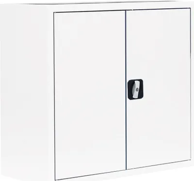 Produktbild von Flügeltürenschrank Sideboard 80cm breit Stahl Büro Aktenschrank weiß 530307 TOP