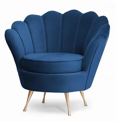 Produktbild von PAWS MÖBEL Muschel-Sessel | Bezug Samt-Stoff | Gestell Metall goldfarben/ schwarz/ chrom | B 87 x T 72 x H 81 cm | blau