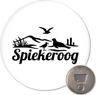 Produktbild von Huuraa Magnet Spiekeroog Strandmotiv 59mm Kühlschrankmagnet rund Flaschenöffner Geschenkidee