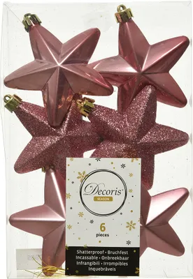 Produktbild von Christbaumschmuck Sterne Kunststoff 7cm Samtpink 6 Stück