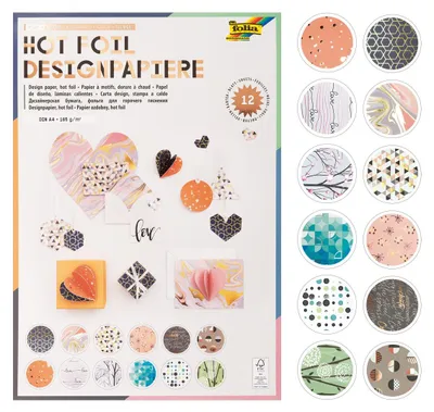 Produktbild von folia Designpapierblock "Hotfoil III" DIN A4 165 g/qm 12 Blatt