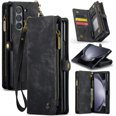 Produktbild von Für Samsung Galaxy Z Fold5 5G CaseMe Kunstleder Handy Tasche mit Reißverschluss