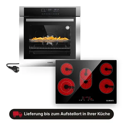 Produktbild von KB ELEMENTS Sparset, Einbauherd Set, Herdset, Glaskeramikkochfeld 77 cm, Full Touch Einbaubackofen 60cm, 15 x Funktionen, Air Fry Funktion, A+