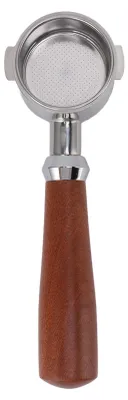 Obrázek produktu pro 51mm sítko bez dna, nerezový košík se dvěma uchy a rukojetí z červeného dřeva pro kávovar