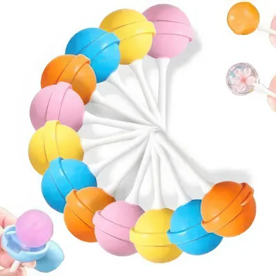Produktbild von 12er Silikon Eisformen Lollipop Popsicle Form Set Lebensmittelgeeignet BPA frei wiederverwendbar bunt für Eis Schokolade Dessert DIY