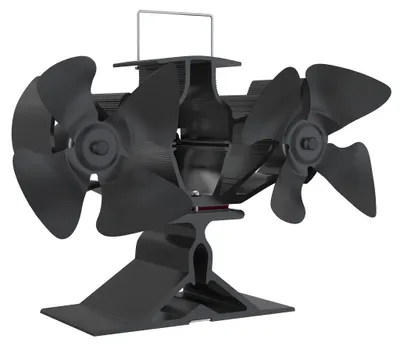 Productafbeelding van QEENTOE Kachelventilator, ovenventilator, 8 bladen met 2 motoren, werkt op warmte zonder elektriciteit, stille kachelventilator, warmteverspreider voor kachel, houtoven, zwart