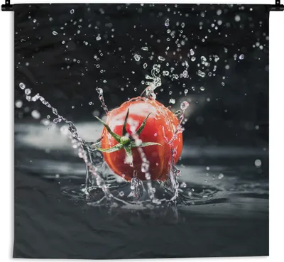 Produktbild von MuchoWow® Wandteppich Wandbehang Tomate - Gemüse - Stilleben - Wasser - Rot 60x60 cm Tapisserie Dekoration Wandtuch - Dekorationen - Wand Decke
