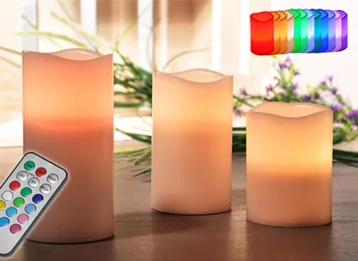 Produktbild von LED-Kerze, 3er Set - Mit Fernbedienung - Farbwechsel oder Dauerlicht