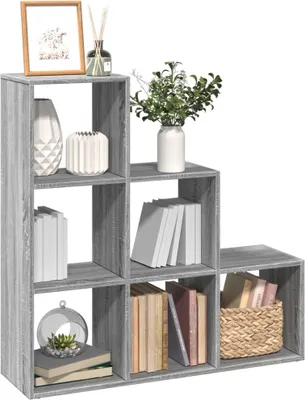 Produktbild von "2026 Promotion" Raumteiler-Bücherregal - Standregal - Aktenregal - 3 Etagen - Grau Sonoma 99x29x99 cm - - Wohnzimmerschrank CC31892