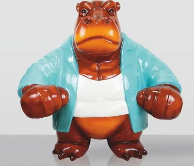 Produktbild von Casa Padrino XXL Deko Skulptur Nilpferd 165 x H. 150 cm - Große Garten Figur