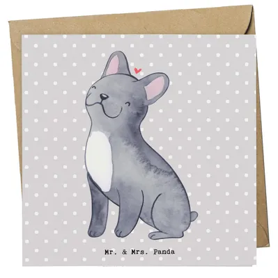Produktbild von Mr. & Mrs. Panda Klappkarte Französische Bulldogge Moment - Grau Pastell - Geschenk, Grußkarte, faltkarte, Glückwunschkarte, doppelkarte, anlasskarte