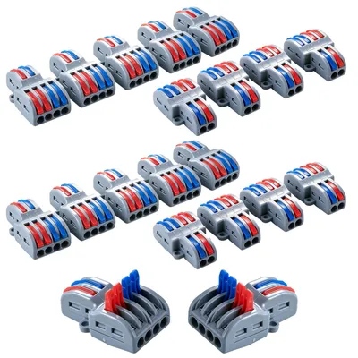 Verbindungsklemmen 20 Stk., 2 in 4 out, 0,08-4 mm², Hebelklemmen