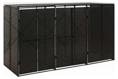 Produktbild von Mülltonnenabdeckung für den Außenbereich, dreifach, schwarz, 207 x 80 x 117 cm aus Polyrattan
