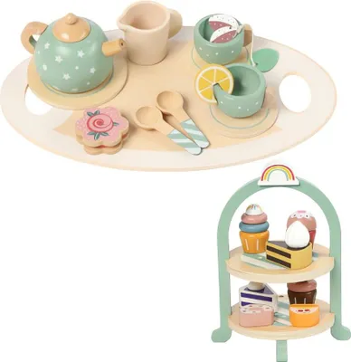 Obrázek produktu pro Kruzzel 26418 Dětský dřevěný čajový set s dortovým stojanem