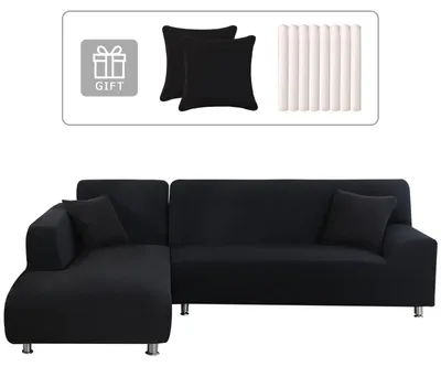 Image de Housse de canapé d'angle, extensible, lavable, pour canapé 3 places en forme de L, housse de canapé pour salon