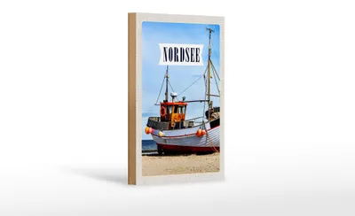 Produktbild von Holzschild Reise 12x18 cm Nordsee Strand Reise Schiff Meer