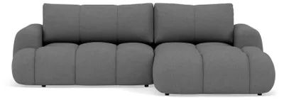 Image de Best Mobilier Yulin - Canapé d'angle droit 4 places convertible avec coffre en tissu bouclette , Gris