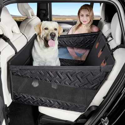Produktbild von Hunde Autositz Rückbank für Mittelgroße & Große Hunde, Sicherheitssitz mit Befestigungsgurt, Rutschfest & Wasserdicht, Hundebett für Auto & SUV, bis 30 kg