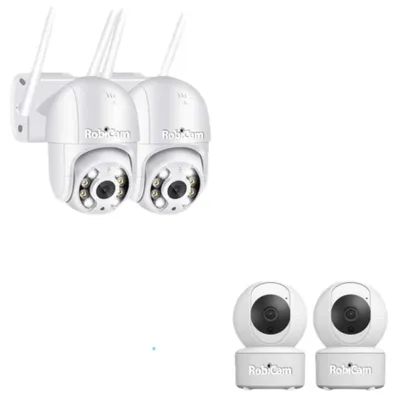 Obrázek produktu pro Sada kamer, balíček 2+2, RobiCam, Ultra HD, otáčení o 360 stupňů, širokoúhlý záběr, upozornění, bezplatná mobilní aplikace