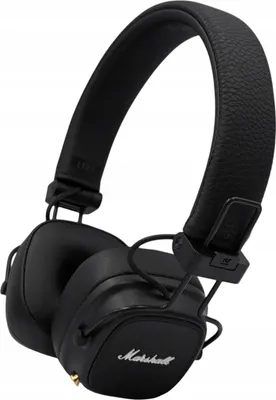 A black Marshall Major IV wireless Bluetooth headphone is shown against a white background.