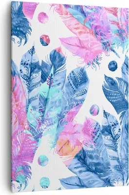 Produktbild von Bild auf Leinwand - Leinwandbild - Einteilig - Federn Vögel Bunt Komposition - 70x100cm - Wand Bild - Wandbilder - Leinwanddruck - Wanddekoration - Leinwand bilder - Wandbild - PA70x100-2945