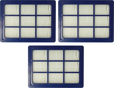 Produktbild von vhbw 3 Staubsaugerfilter kompatibel mit Nilfisk VP600, VP300 EU2, VP300 HEPA, VP930, VU500 Staubsauger - HEPA-Filter Blau Weiß
