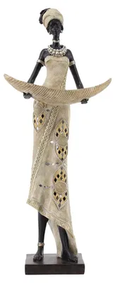 Afrikanische Figur mit Schale, Kunstharz, 25x15x61 cm
