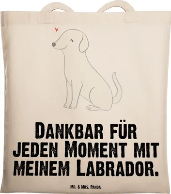 Produktbild von Mr. & Mrs. Panda Tote Bag Labrador Moment - Transparent - Geschenk, Jutebeutel, Büchertasche, Tasche, Shopping, Einkaufstasche