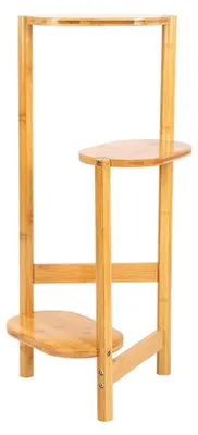 Productafbeelding van Bloemenstandaard, drielaags plantenrek, plantenhouder voor binnen en buiten, modern bloemenrek/pottenstandaard van hout voor woonkamer, balkon, tuin, 31,5 x 17 x 75 cm