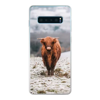 Produktbild von MuchoWow® Handyhülle Schutzhülle Hülle für Samsung Galaxy S10 Lite Schottischer Highlander - Schnee - Berg Silikon Softcase Handy Hülle - Schutz
