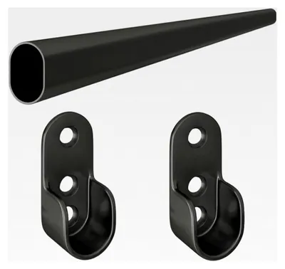 Produktbild von Kleiderschrankstange oval Schwarz 30x15mm mit Wandhalterung (1,00 Meter)