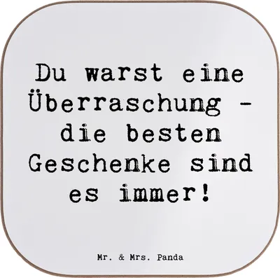 Produktbild von Mr. & Mrs. Panda Untersetzer für Gläser Spruch Überraschung Adoptivkind - Weiß - Geschenk, Glas, Liebe, Tischuntersetzer, Design, Verwandte, einzigartige Designs, Familie