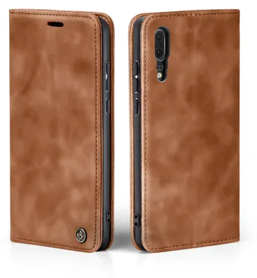 Produktbild von Handy Hülle für Huawei P20 Klapphülle Bookcase Flip Cover Handy Tasche Etui Farbe: Hellbraun