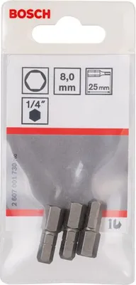 Produktbild von Schrauberbit Extra-Hart HEX 8, 25 mm, 3er-Pack