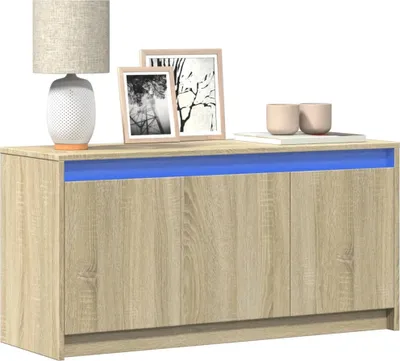 Produktbild von Möbel TV-Schrank mit LED-Beleuchtung Sonoma-Eiche 100x34x50 cm - TV-Schränke &53483