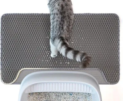 Produktbild von Famanu Katzenstreuunterlage - wasserdicht und Wabenstruktur - grau - 64 x 38 cm
