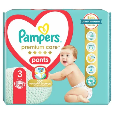 Obrázek produktu pro Pampers Premium Care plenkové kalhotky velikost 3,  Kusů, 6kg - 11kg
