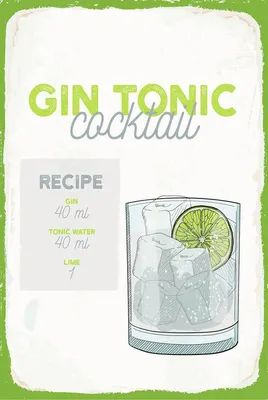Produktbild von vianmo Holzschild 18x12 cm Gin Tonic Cocktail Recipe