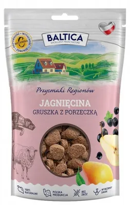 Zdjęcie produktu dla Przysmaki dla psa BALTICA Smaki regionów Jagnięcina z gruszką 100g