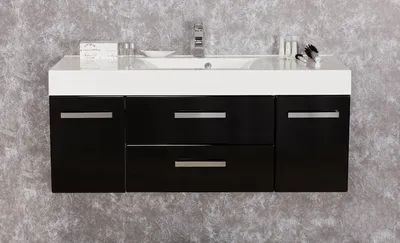 Produktbild von Quentis Badmöbel Aruva, Breite 120 cm, schwarz glänzend, Waschtischunterbau montiert