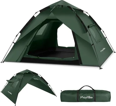 Produktbild von Camping Zelt 2 Personen Wurfzelt – Automatik Pop Up Zelt wasserdicht 3000mm mit 2 Türen und 2 Fenster, atmungsaktiv & luftdurchlässig, schnell aufbaubar für Camping, Strand & Festival (2.3×2.3×1.35m)